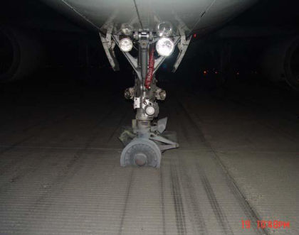 Figure 1 - Nose Gear at 90 Degrees from Travel. The airline also provided the post flight report (PFR) which details faults recorded during the flight. See Figure 2.
