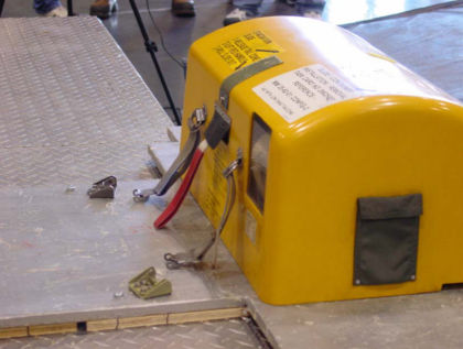 Photo 9. Tailcone slide pack installed on Goodrich test rig prior to test deployment #2