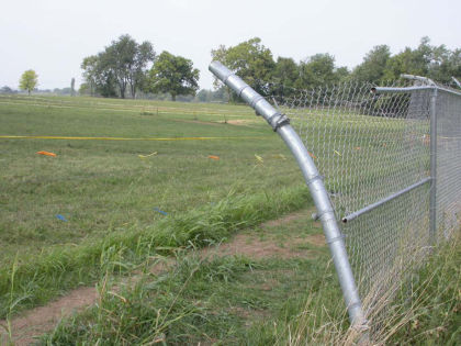 Figure 5: Perimeter Fence Gate Post Impact Damage