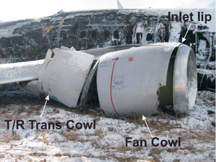 PHOTO 12: NO FIRE DAMAGE - OUTBOARD COWL (left)