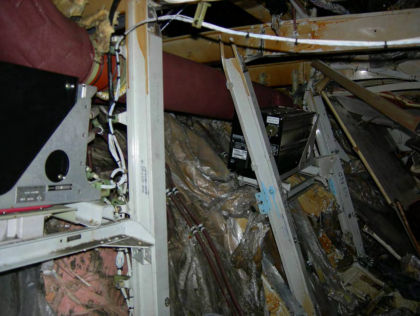 Photo 11 — Right hand side inside fuselage damage FR56 to 64 / STR23 to 41RH.