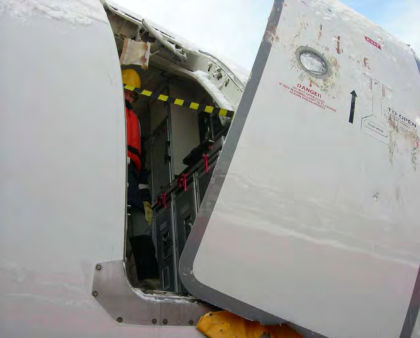 Photo 29 — Passenger door R1 before and after recovery. (2 of 2)