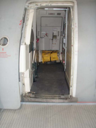 2. View of the 1R door and evacuation slide. 1
