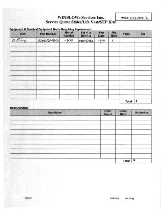 Survival Factors 6 - Attachment 3, Winslow 1R pack photos & FAA Form 8130-3 — page 5 of 11