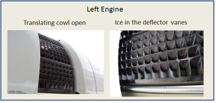 Figure 22 Ice in left engines thrust reversers