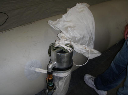 4. Close up view of the sea anchor and sea anchor line ingested in 1R aft aspirator.