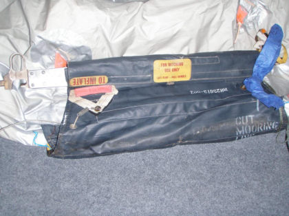6. Photograph of the manual inflation handle found attached to the 1R girt.