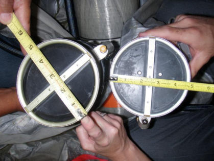 Photograph 2. Comparison of aspirator chamber diameters.