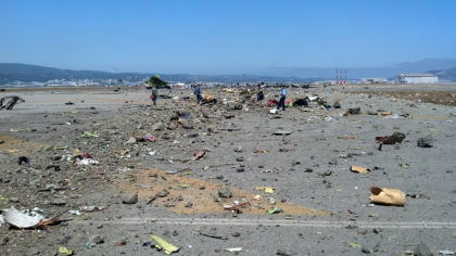 Photo 20. View of airplane debris from near the seawall.