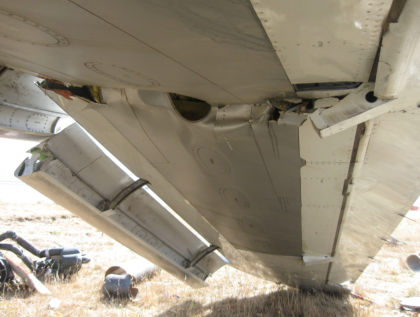 Photo 26: Right hand wing failure at WS 1250 viewed from below.