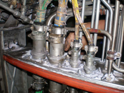 Photo 14: Close up of bifurcation panel showing dry chemical fire extinguishing agent