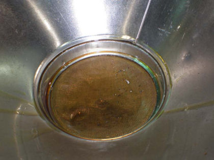 Photo 26: Metal debris in screen from oil drained from engine oil tank