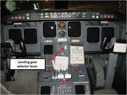 Figure 5 View of the cockpit showing the landing gear lever