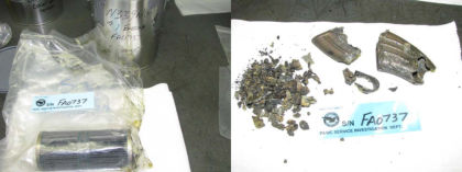 Figure 7. Burnt diffuser duct and other debris received with the engine