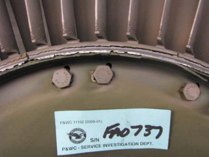 Figure 14. PT2 vane ring assembly, showing contact damage
