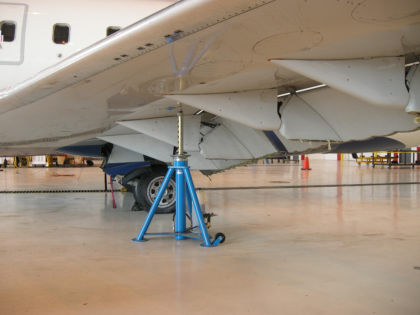 Photo 7: Aircraft on Jacks after Recovery to Hangar(NTSB Digital Photo)