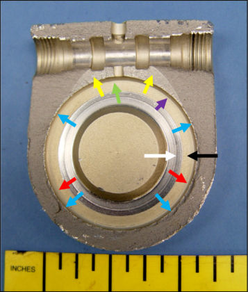 Figure 3. The fracture face on the rear portion of the end cap.