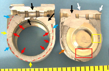 Figure 12. The fracture faces on the comparison end cap. (left)